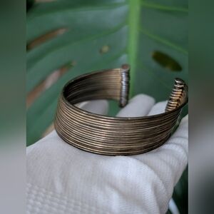 Silver-Tone Ribbed Cuff Bracelet | Wide Open Cuff | Minimalist